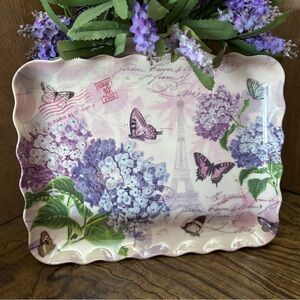 🪻MOMENTUM • Vintage “Moments of Romance” Hydrangeas Melamine Tray